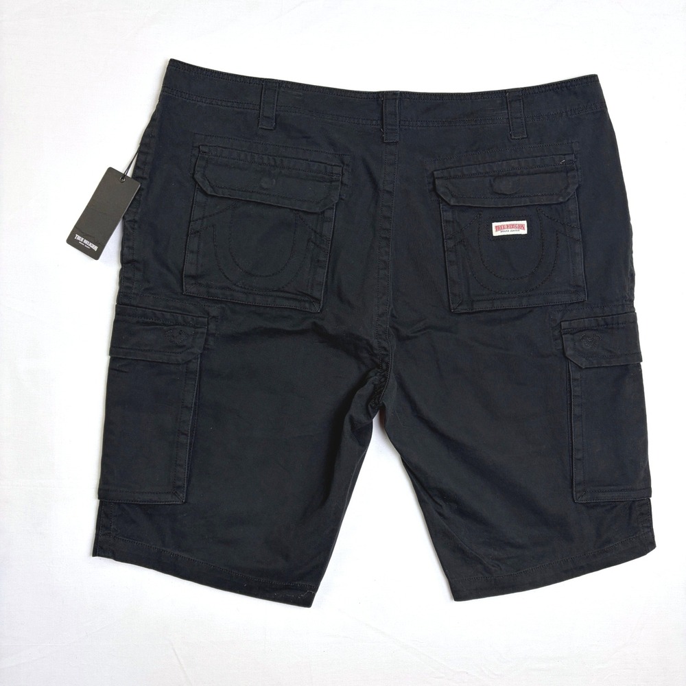 True Religion Mens Jet Black Cargo SN Shorts NWT Size 42 107235 - Picture 9 of 10